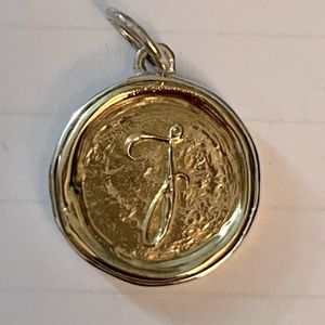 New.  Waxing Poetic sterling silver and brass ‘J’ initial charm.
